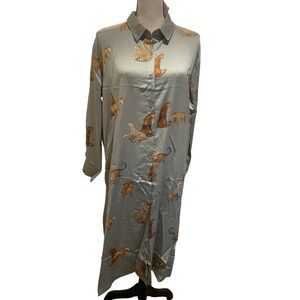 Women’s Animal Print Shirt Long Dress Button Down Cheetah Oversized Comfy S-L